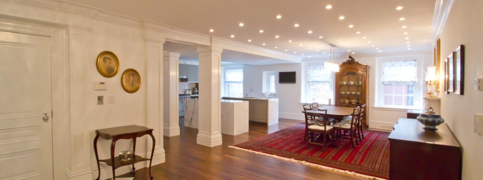 Boston custom floor tiles, diningroom and kitchen